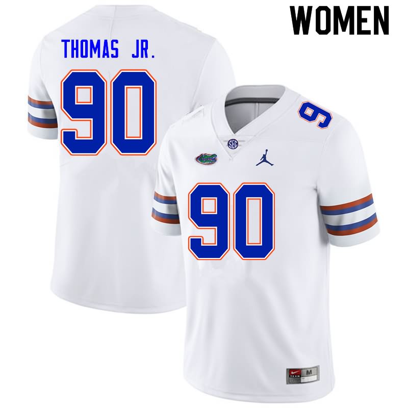 NCAA Florida Gators Chris Thomas Jr. Women's #90 Nike White Stitched Authentic College Football Jersey UXO7364CX